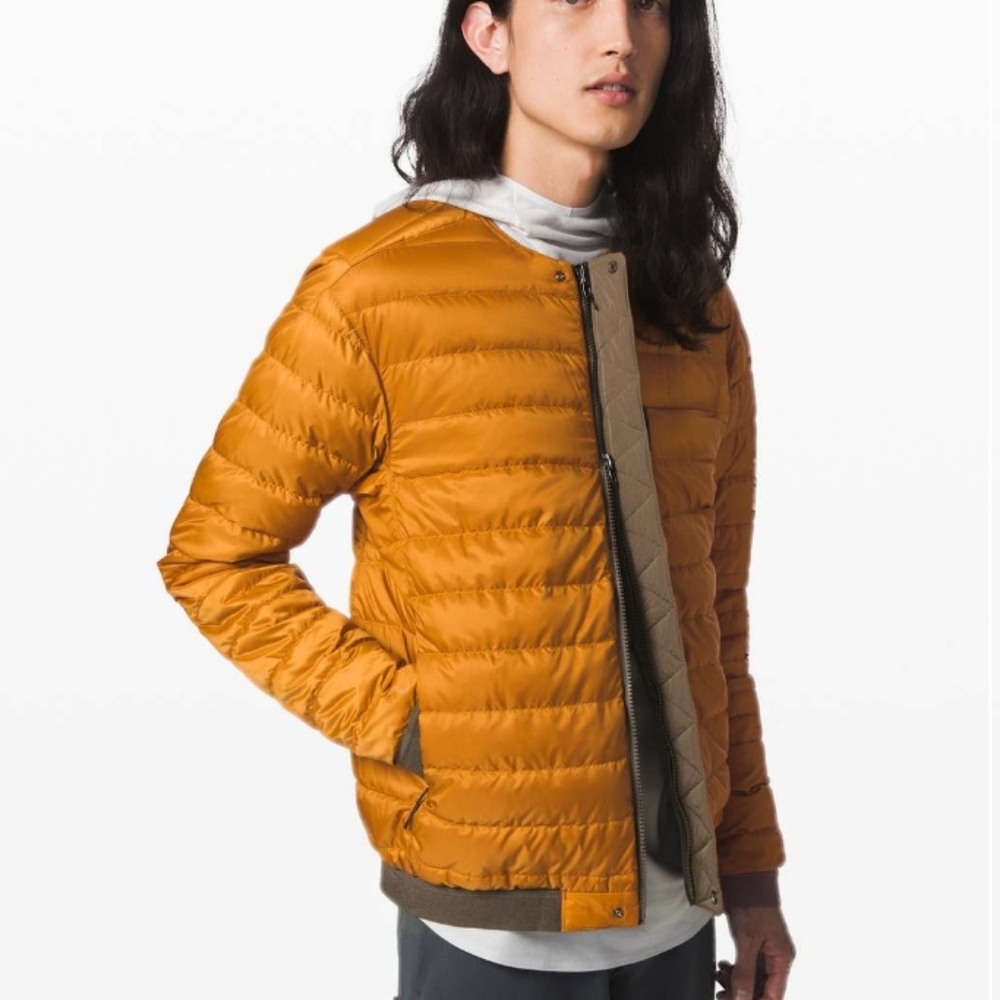 Lululemon MEN Ashta Bomber Reversible lululemon lab Nomad/Roman Gold Size XS